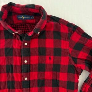 Ralph Lauren Long Sleeve Button Down Red & Black Buffalo Plaid Men’s Size Large